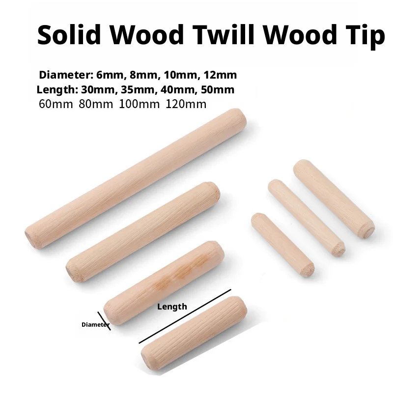 50/100pcs Wooden Dowel Pins Fluted Round Wood Craft Dowel Rods for Furniture Cabinet Drawer Woodworking Connector M6-M12 DIY