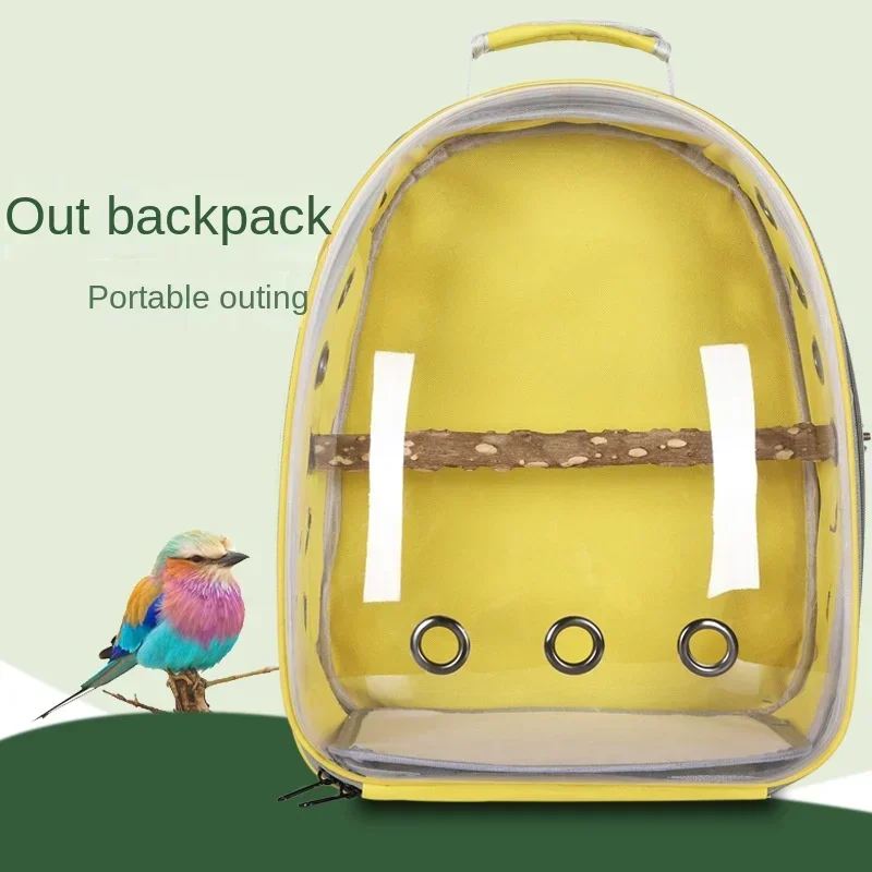 

Adjustable Bird Carrier Backpack Travel Parrot Bag Cage Portable Breathable Birdcage with Perch Stand for Vet Car Breathable