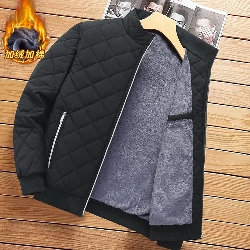 Thickened Warm Fashion Casual Style Cotton Jacket Stand Collar Solid Color Windproof Men Clothing Comfortable Roupas Masculinas