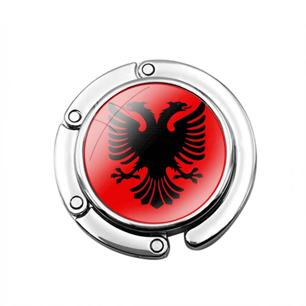 Albanian Flag Eagle Foldable Purse Hook for Women's  Table Handbag Storage Folding Decor Table Hook