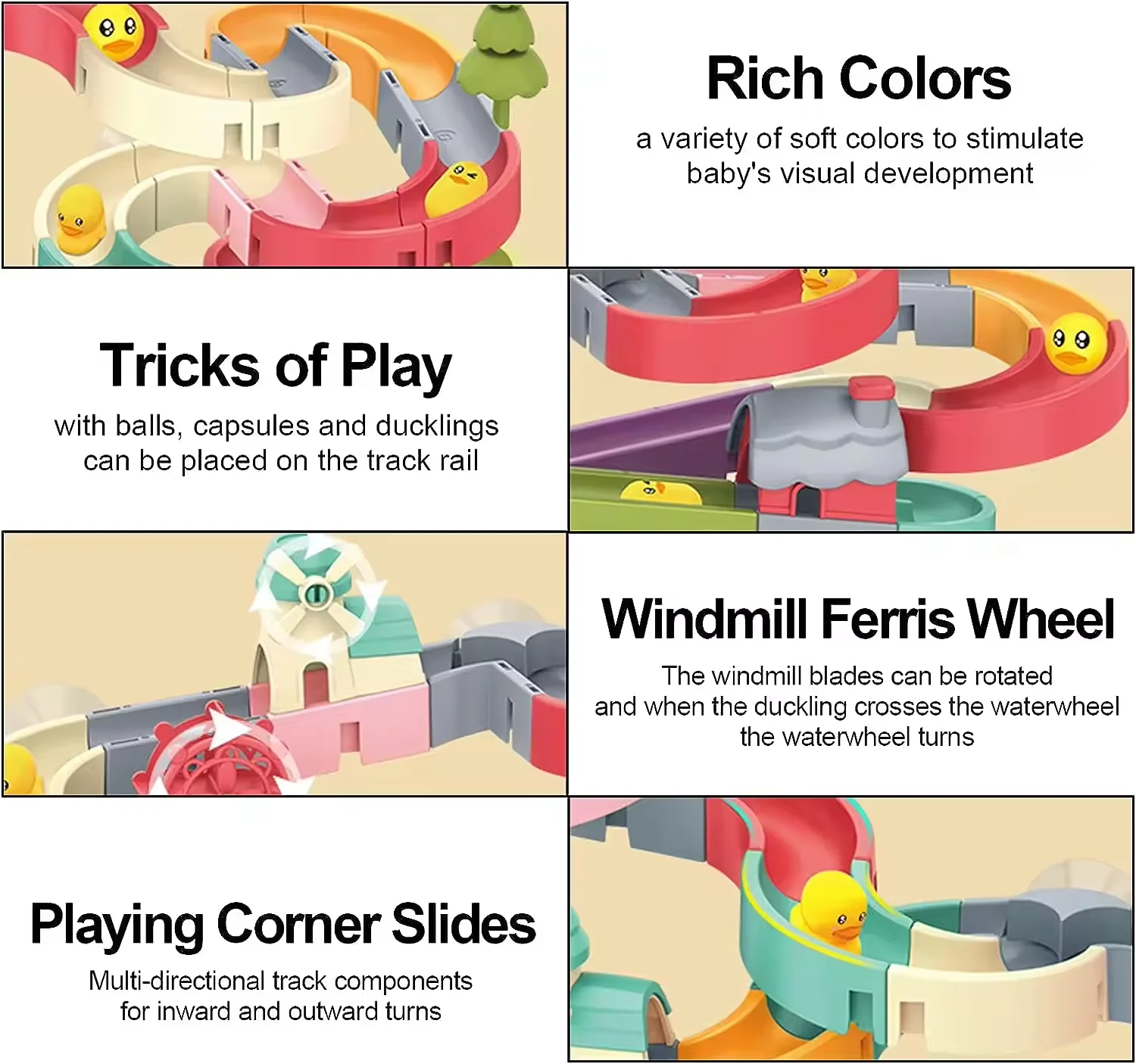 Fai da te assemblaggio binario scorrevole ventosa vasca da bagno per bambini giocattolo bagno per bambini vasca da bagno doccia set di giocattoli d'acqua di anatra per Todder Natale