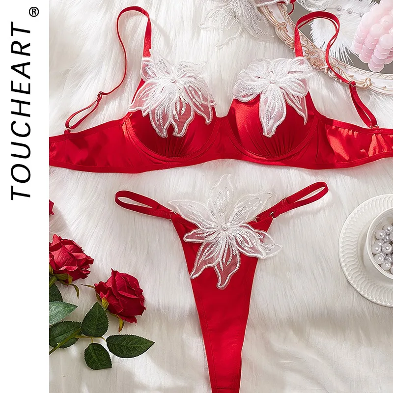 

Toucheart Эротическое белье Сетчатое лоскутное милое прозрачное нежное женское белье с вышивкой Симпатичный элегантный интимный интимный горячий комплект с бюстгальтером