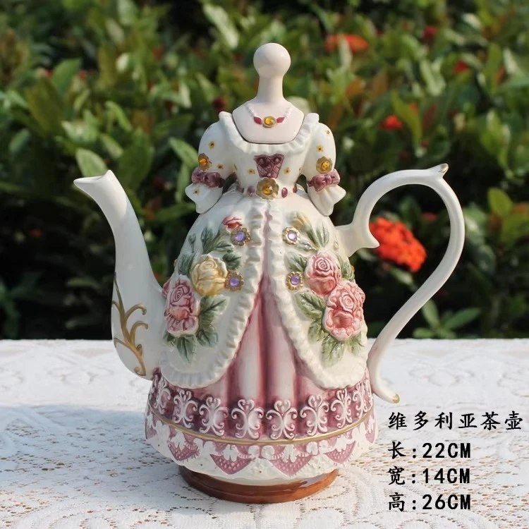 

Victoria's Secret Hand-painted Embossed Rose Ceramic Coffee Cup Coffee Pot Set