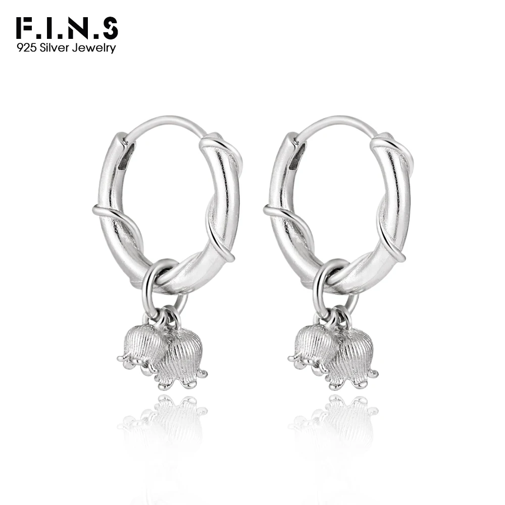 

F.I.N.S Original Orchid S925 Sterling Silver Hoop Earrings Branch Winding Flower Drops Ear Buckle Anti-Allergy Fine Jewelry