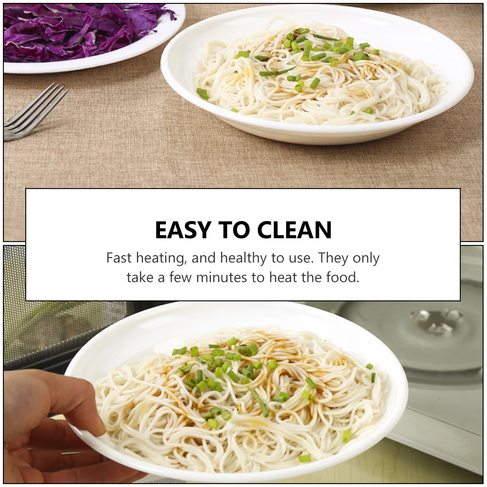 

5 White Dinner Plates Microwave Oven Plate Heat resistant Bakeware Fish Heating Plastic Steamed Kitchen Barware
