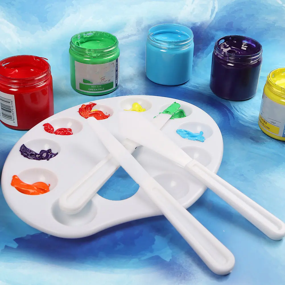 

Plastic Palette Set Color Mixing Board Easy Clean Watercolor Paint Trays DIY Art Painting Supplies Practical Pigment Plates