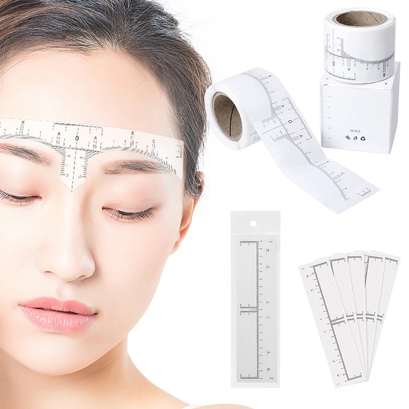 

10/20/50pcs Disposable Eyebrow Ruler Self-adhesive Sticker Microblading Tattoo Position Mapping Stencils Profession Makeup Tool