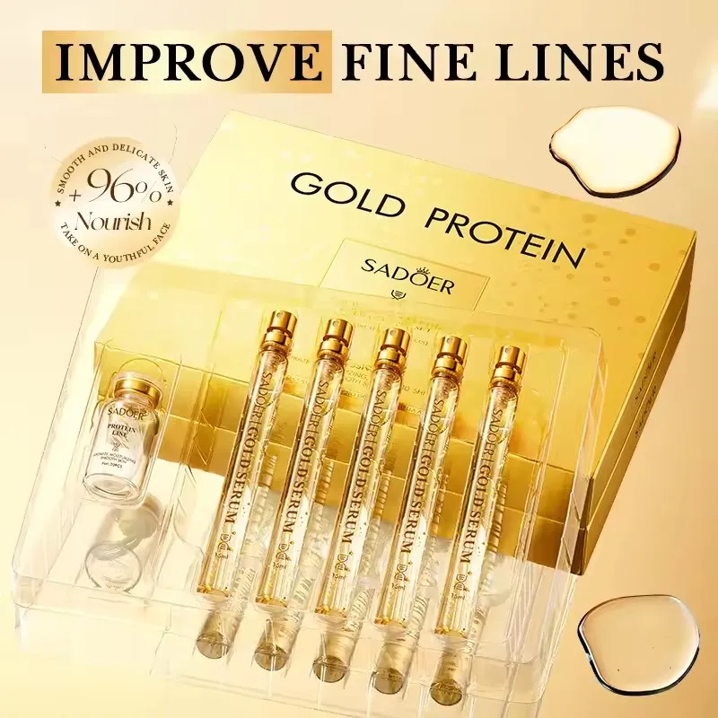 Soluble Face Lifting Threads Collagen Facial Protein Peptide Gold Silk Wire Face Serum for Anti-Aging Firming Skin
