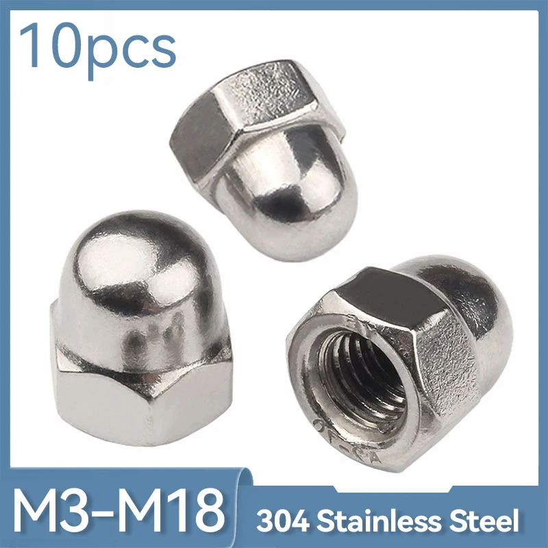 

10pcs/lot M3 M4 M5 M6 M8 M10 M12 M14 M16 M18 A2-70 Stainless Steel Decorative Cap Nuts Caps Covers Acorn Cap Nut