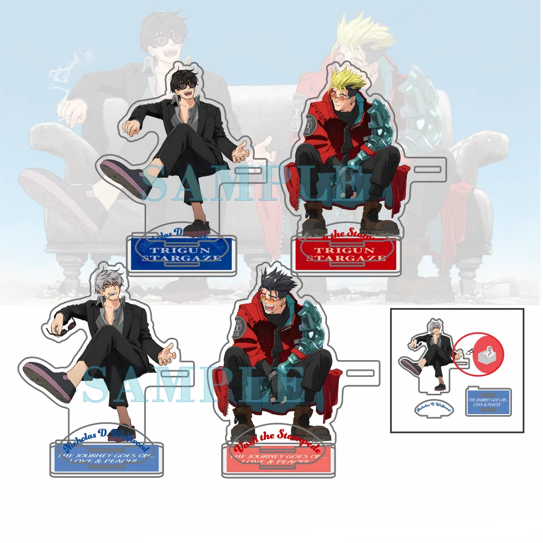 Trigun Stampede Nicholas D. Wolfwood/Vash the Stampede Double Insert Acrylic Stand Keychain Anime Figure Model Plate Desk Decor