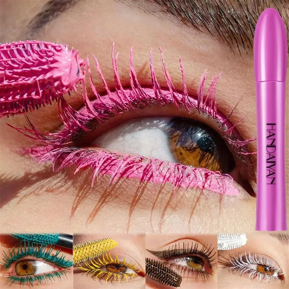 Rímel volumizador à prova d'água, 10 cores, à prova de manchas, ondulação, longa duração, safira, azul, rosa, para maquiagem dos olhos, cosméticos