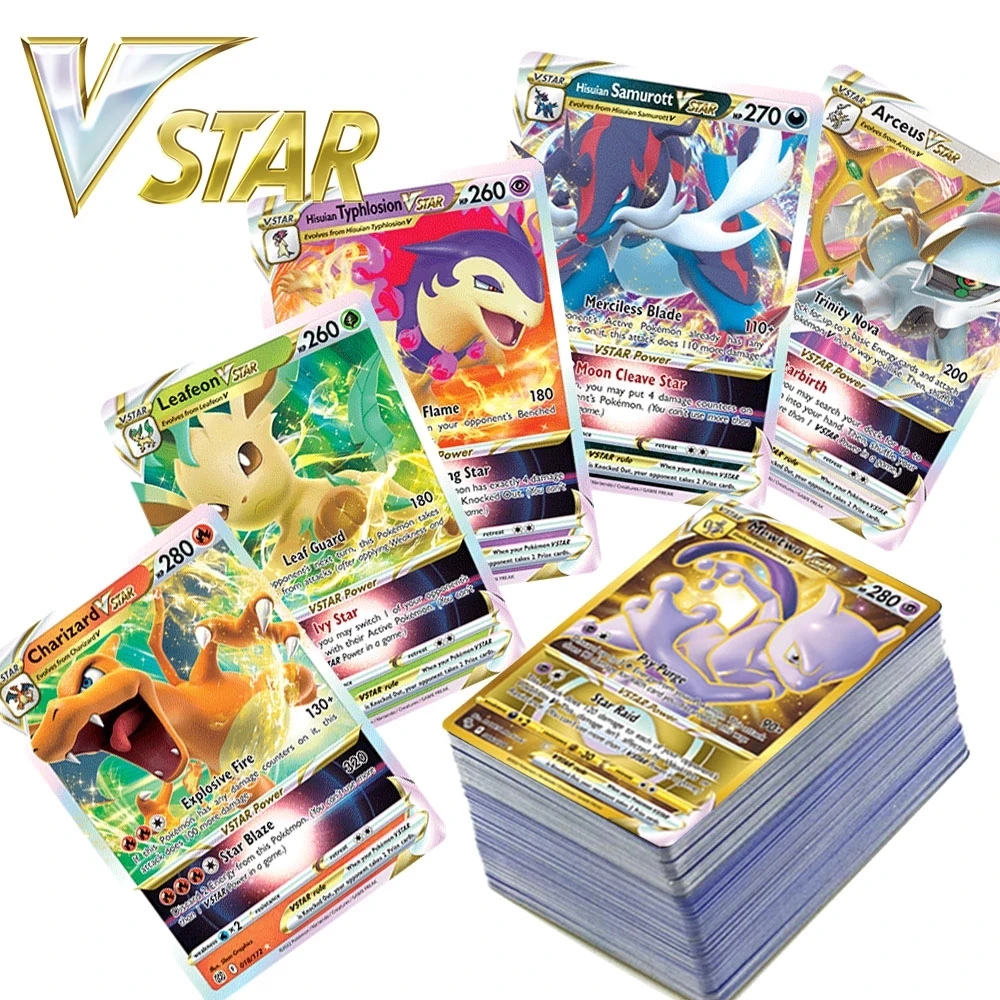 Holographic Pokemon Cards  Vstar TAG TEAM GX VMAX V Trainer Energy Shining Cards Game Castellano Children Toy Gift