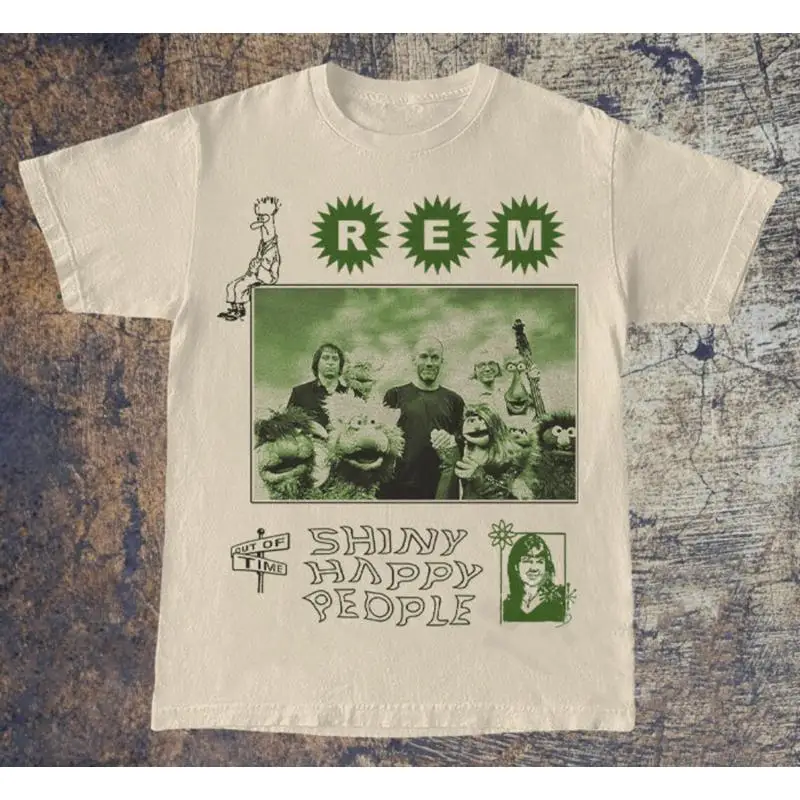

Блестящая белая футболка Happy People Rem Band, хлопковая футболка полного размера Jh217