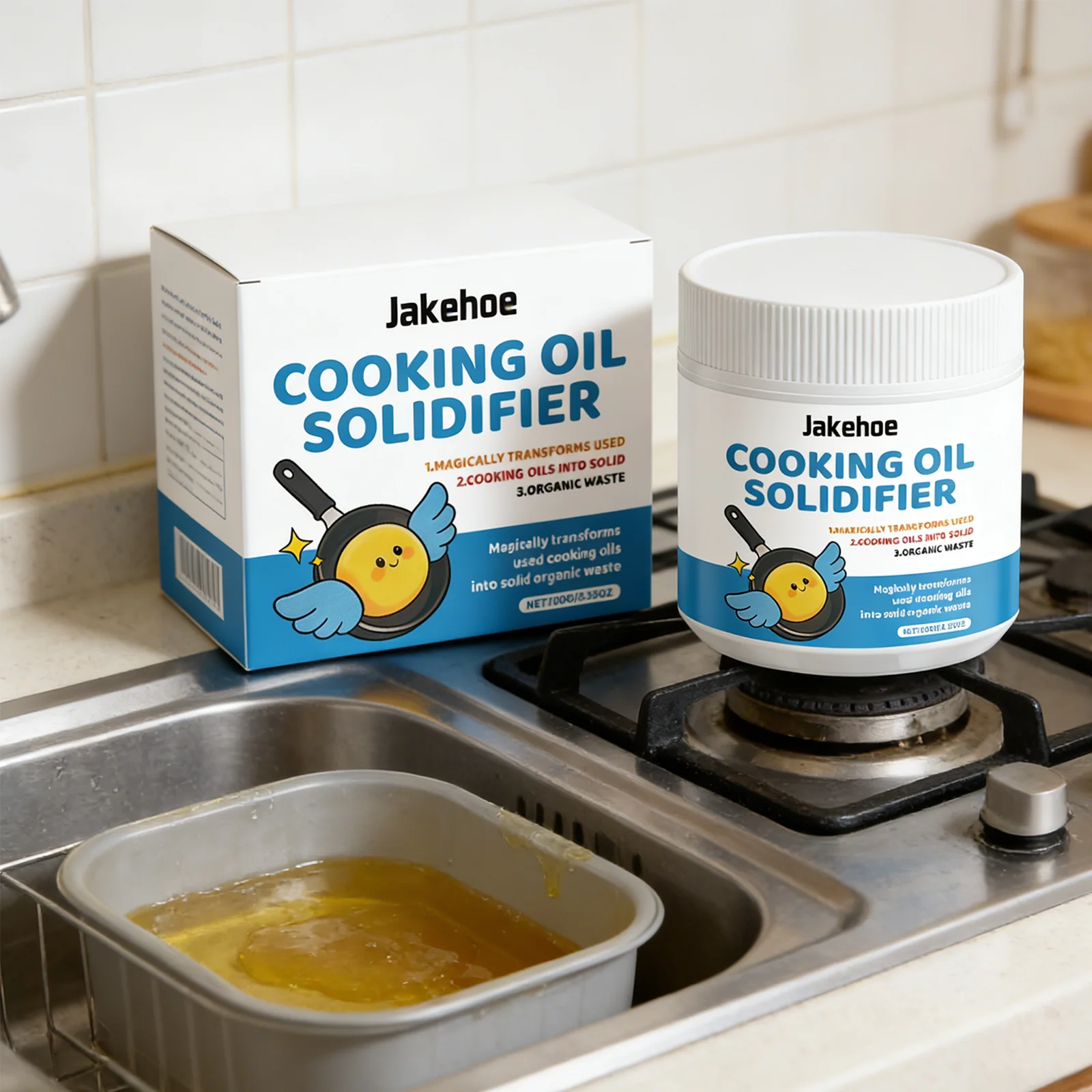 

1-3pcs Waste Oil Solidifier Kitchen Oil Hardener Cooking Grease Treatment Eco Friendly Oil Disposal Fryer Cleaner 100g Mess Free