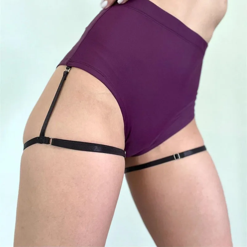 Woman Exotic Pole Dance Shorts with Garter Stage Performance Outfits Dancer Porno Pants High Waist Bondage Fetish Dance Wear