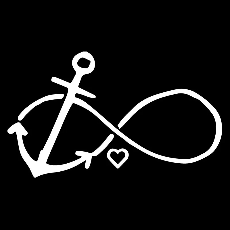 Car Sticker Boat Anchor Sailor Love Forever Car Sticker Art Cartoon PVC Decal Creative Waterproof Black/white,17cm*10cm