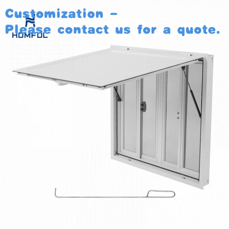 custom.HOMFUL Aluminum Alloy Concession Stand Serving Window Featuring Awning Door 85 Degrees Unfold Food Truck Concession Windo