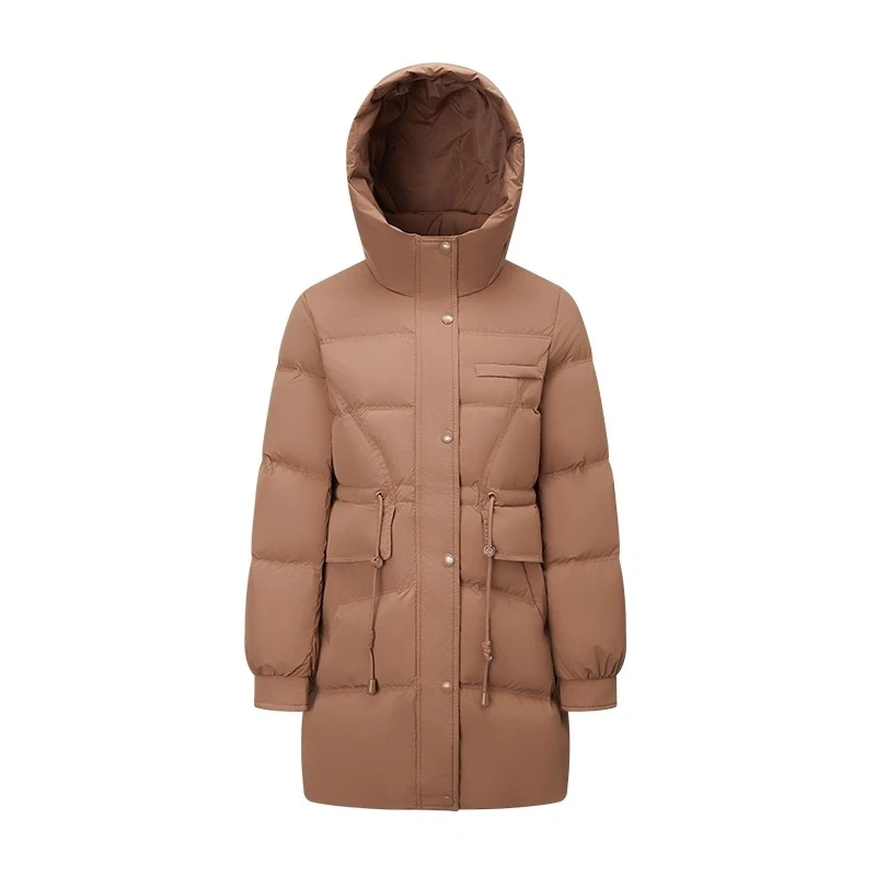 Chericom jaquetas femininas 2025 inverno novo em casacos de comprimento médio com capuz com cordão emagrecimento casacos de inverno feminino y309158y