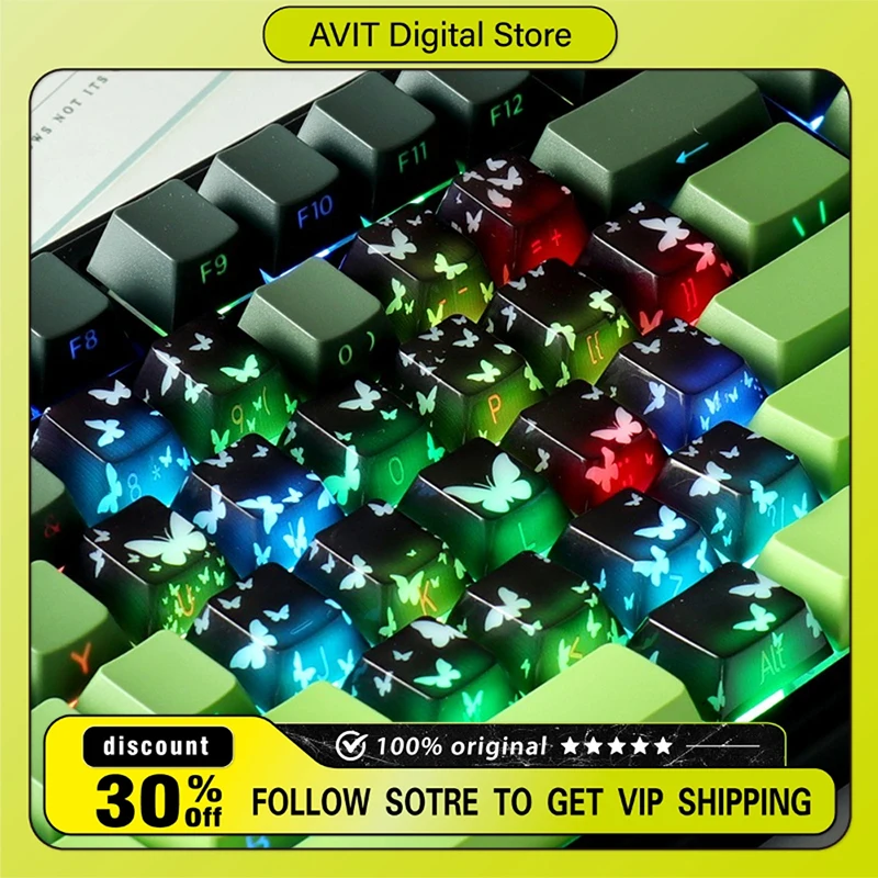 

MMD колпачки для клавиш в форме сердца-бабочки, оригинальный полупрозрачный набор клавиш «сделай сам», 21 клавиша для механической клавиатуры с перекрестной осью