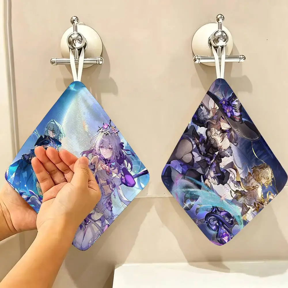 ACG Science Fiction S-Star Rail game Polyester Cotton Hanging Kitchen Towel, Soft Hand Wiping Towel, Reusable for Kitchen Home