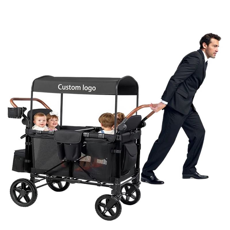 

Custom Luxury Lightweight Heavy Duty Big Wheels Aluminium Folding Baby Wagon Stroller Cart For Kids Outdoor