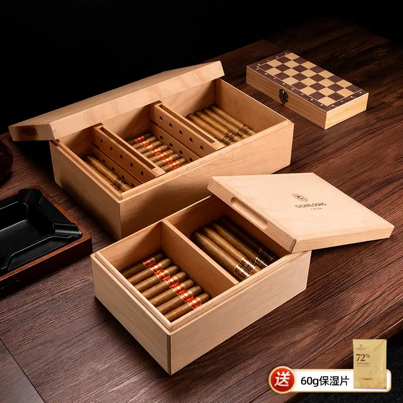 L-cigar humidor cedar wood lockable cigar box portable paint-free eco-friendly sealed body