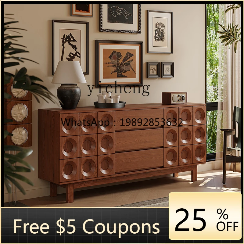 

GZ simple solid wood dining side cabinet living room storage wall locker retro side cabinet