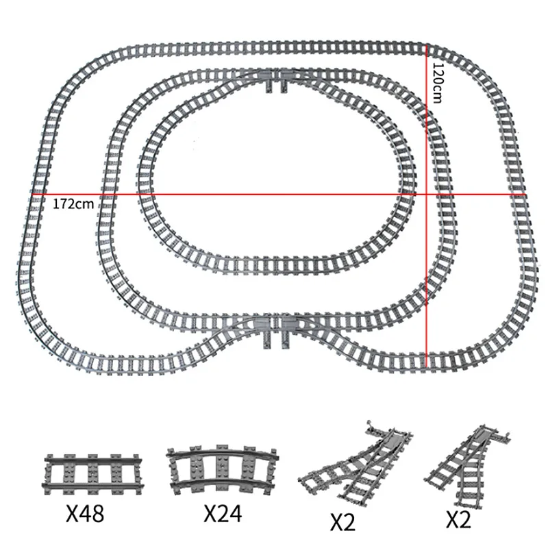 Compatibel Met Lego-Treinrailcombinatie Scène Moc Bouwstenen Diy Cross-Track Spoorbrug Stenen Speelgoed Treinwagon