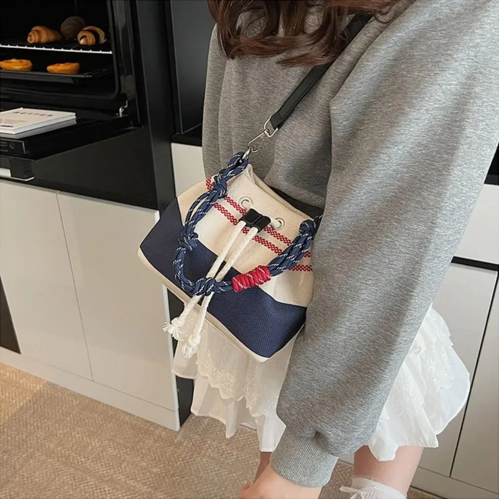 

Холщовые сумки-ведра в корейском стиле в стиле ретро, сумка через плечо, лоскутная сумка через плечо, сумки-кошельки большой вместимости