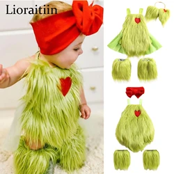 2022-07-29 Lioraitiin 0-24M Infant Baby Girl Suit Set Halter Neck Sleeveless Bodysuit Headband+ Leg Warmer Halloween Clothing