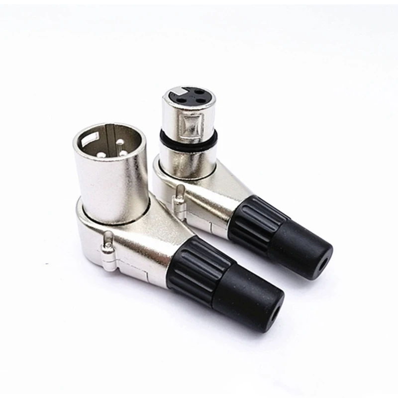 3 Pin XLR Angle Adapter Durable Metal 3-Pin Connector Microphone Plug Male/Female Multi-directional Connector Durable