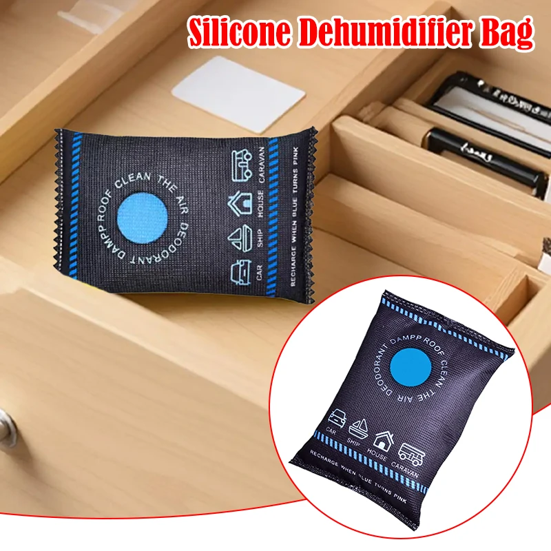 Bolsa Deshumidificadora de Silicona Reutilizable de 50/100/200g, Absorbedor de Humedad de Silicona con Tela Transpirable e Indicador de Cambio de Color para Coche