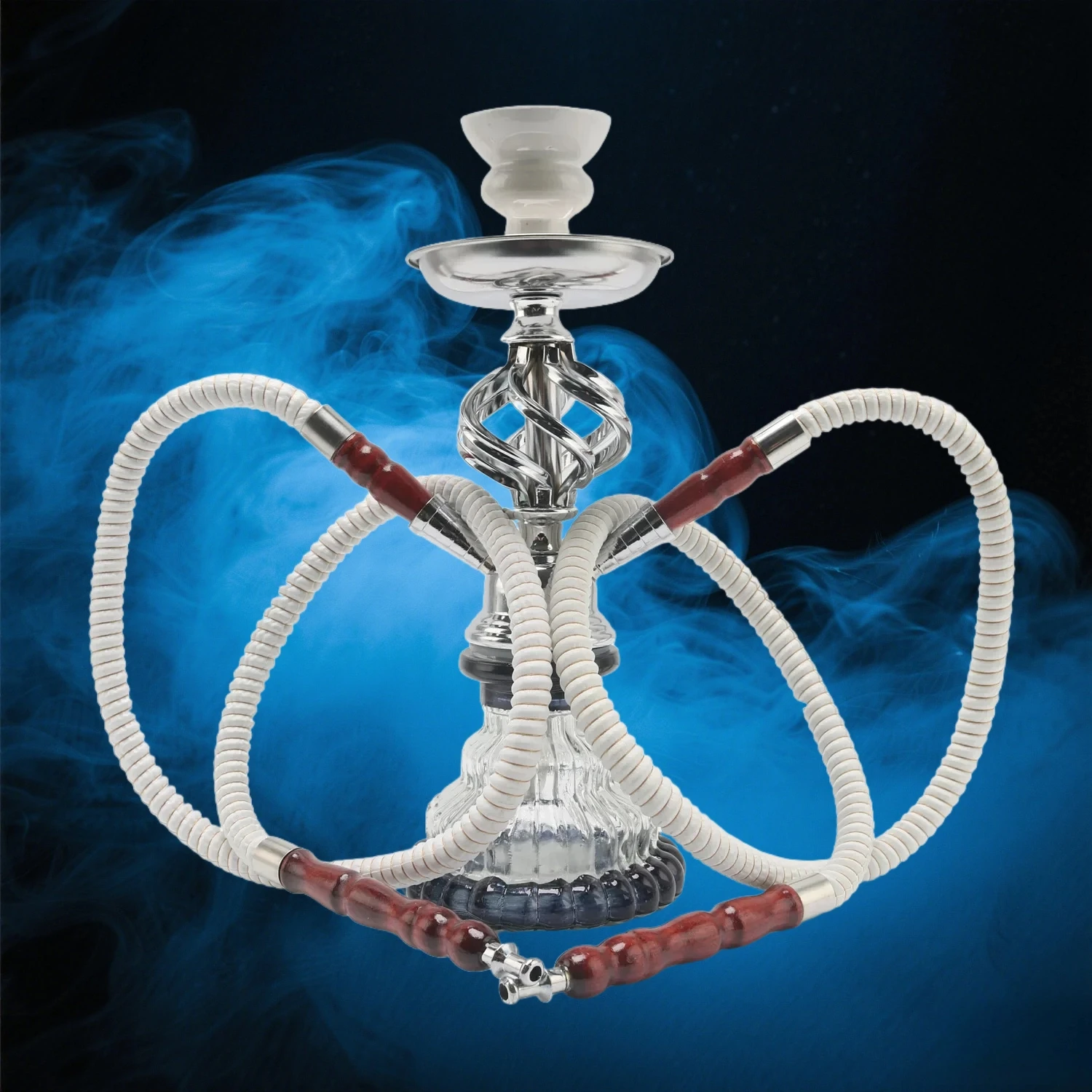 

Arabian Glass Double Hose Small Hookah with Twist Bowl - Pumpkin Shisha Kit for Bar & Party,Hooka Set Chicha Smoking Accessorie