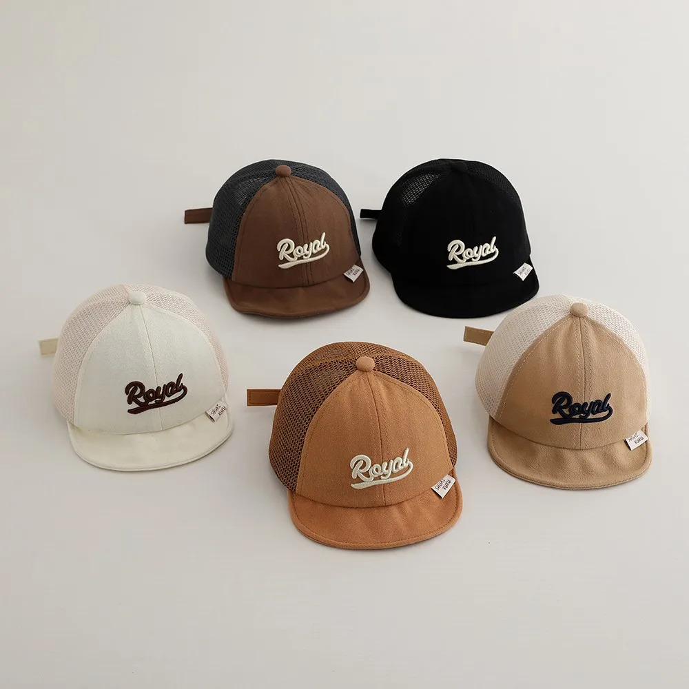 Summer Children Embroidery Letter Hollow Out Fashion Peaked Caps Kid Boy Cotton Casual Cap Girl Baby Mesh Breath Baseball Hat