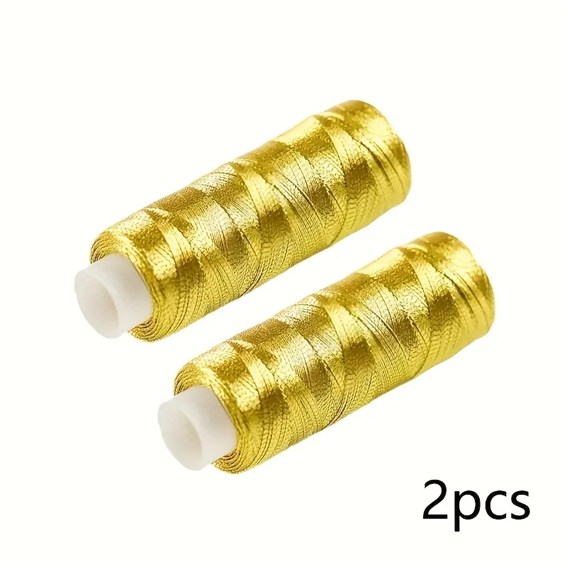 2 Stück/Deluxe-Garn in Gold und Silber – 182,88 Meter, hell und schimmernd, für DIY-Näharbeiten, Stickereien und Patchwork-Bastelarbeiten. – Detail 8