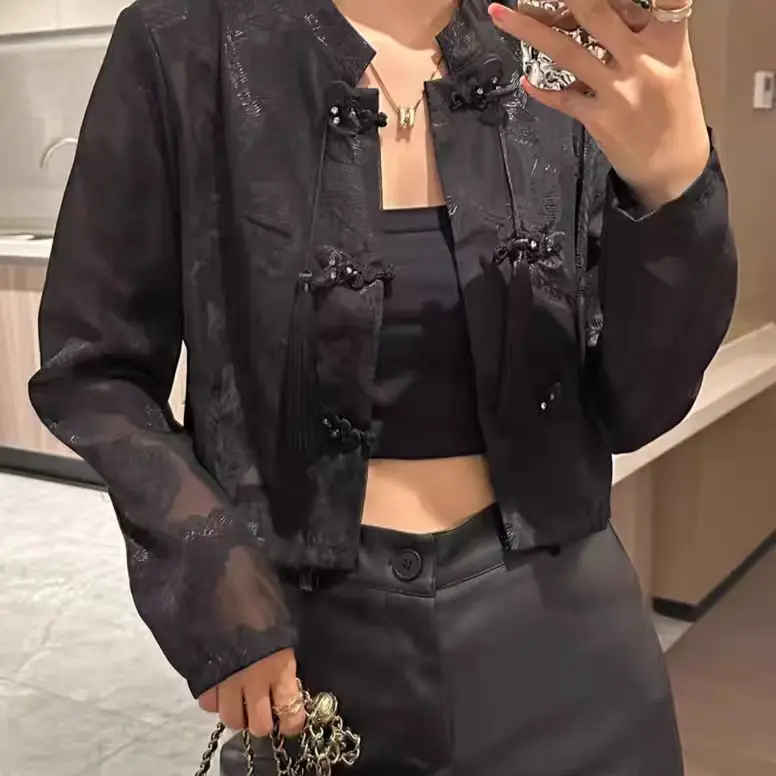 New Chinese Style Jackets cardigan Jacket Vintage Handmade Chinese Knot Button Fastener Cheongsam Costume Tang Suit Jacket Coats
