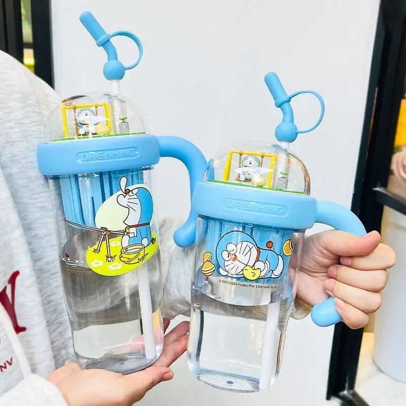 

Синяя соломенная кружка-поилка Blue Cat 2025: Новинка для девочек, стильная, вместительная, портативная, милая мультяшная кружка для воды