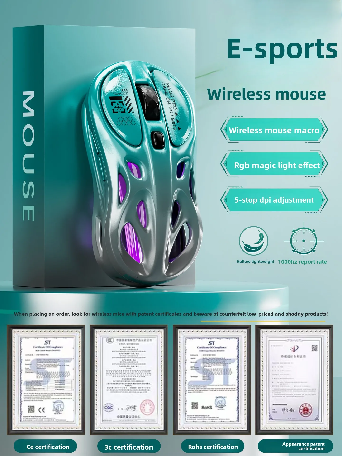 Custom Wireless Macro Bluetooth Tri-Mode Gaming EsportsDedicated Laptop DesktopColorful LED Hollow Lightweight Professional Gift