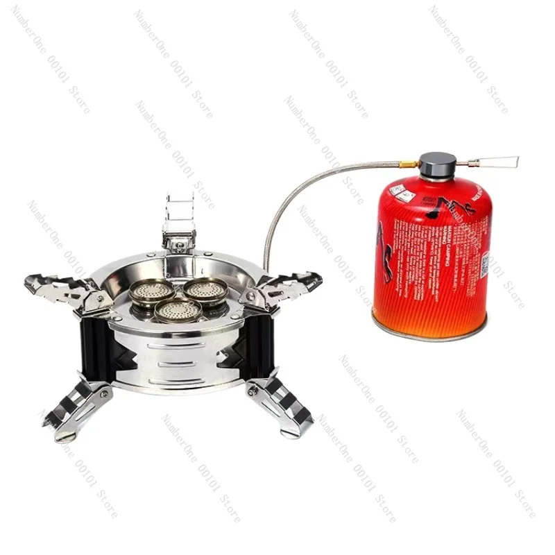 

Camping picnic stove Split stainless steel three-head stove burner Portable camping folding stove