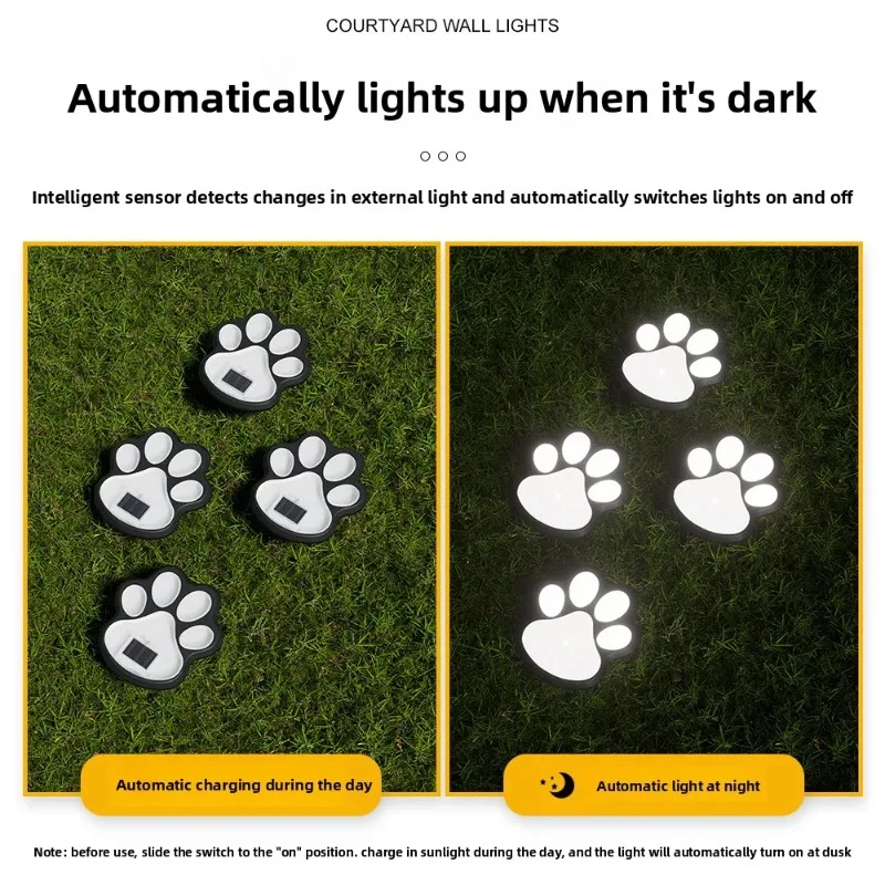 4/8PCS Dog Cat Paw Solar Landscape Light Waterproof Outdoor Pathway Lamp Automatic on Off LED for Backyard Garden view 5