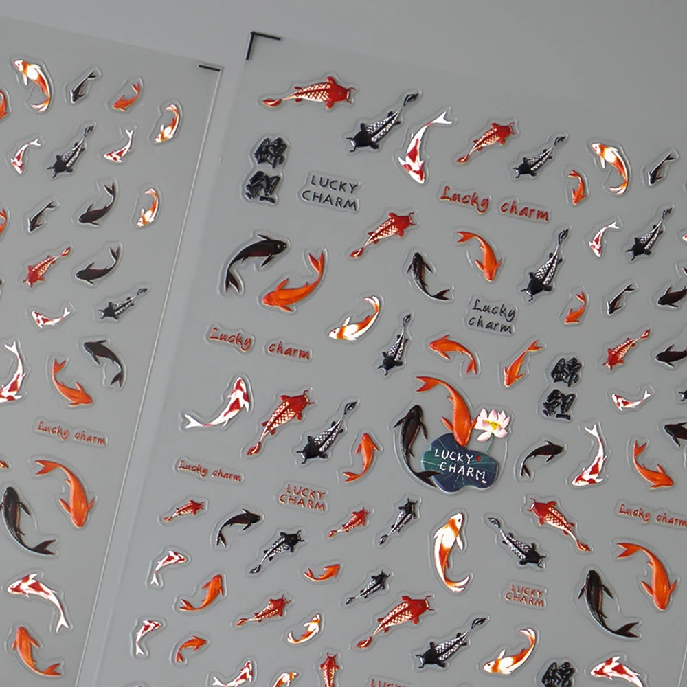 1 個 5D レリーフ漫画シリーズネイルアートステッカーかわいい鯉魚デザインネイルデコレーション転送スライダーデカール DIY アクセサリー