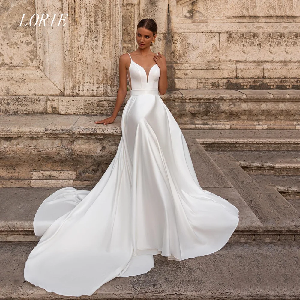 

LORIE Luxury A Line Wedding Dress Backless Spaghetti Strap Bridal Dresses Sweetheart Wedding Gown Customized 2026