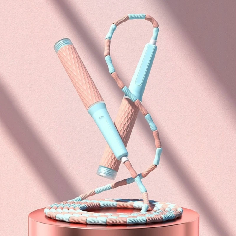 Corda pular contas, corda pular fitness segmentada ajustada para mulheres, homens, crianças, corda pular, treino e