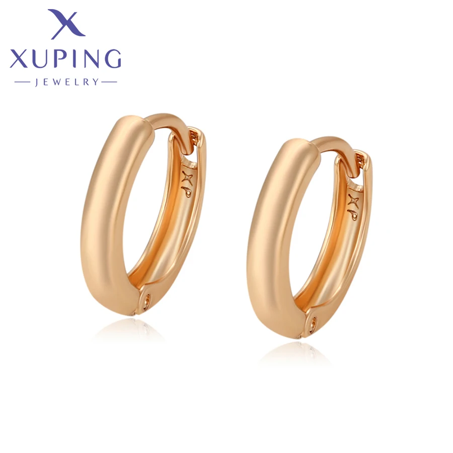 Xuping Jewelry New Arrival Promotion Simple No Stone Gold Color Huggies Earrings for Women Girl Party Gift X000958047