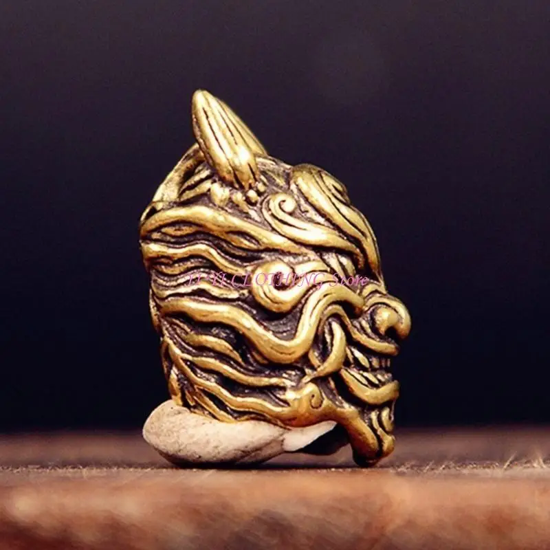 

N5KF Devil Head Metal Pendant Carved Jewelry Bead Charm For Paracord Crafting Supply