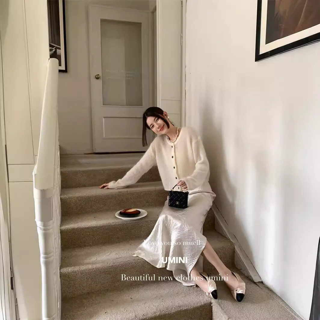 UMI MAO Retro Half Skirt Women New Spring Collection French Premium 100% Acetic Acid Half Skirt Femme Y2K