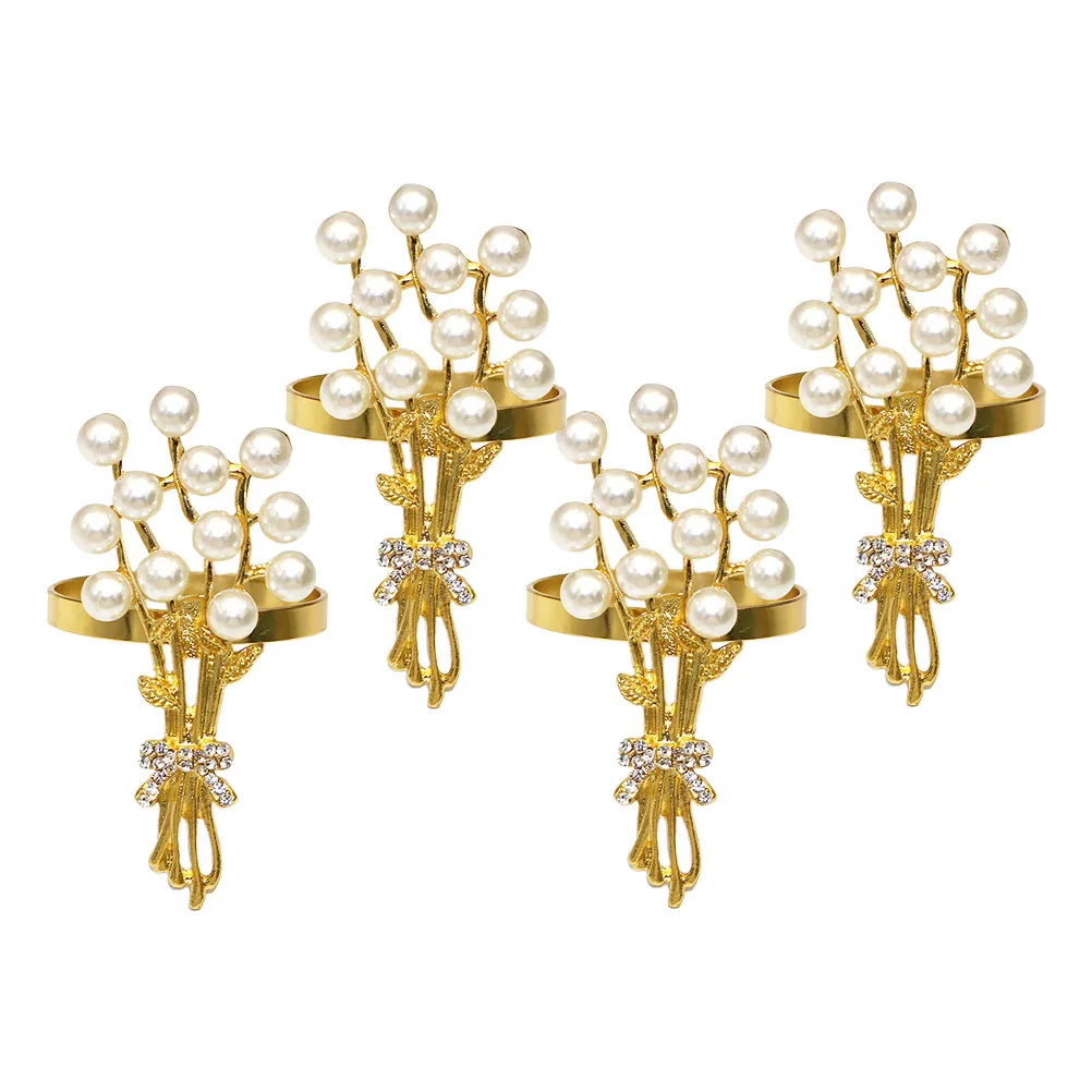 

4pcs Napkin Rings Elegant Wedding Decor Rhinestone Unique Holders Fancy Table Dinner Party Serviette Boho Restaurant