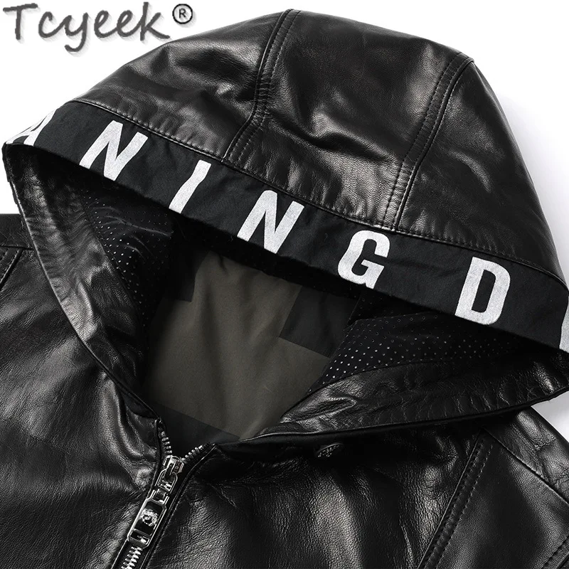 Tcyeek Genuine Leather Man Jackets Business Casual Coats Spring Autumn Clothes 2025 Goatskin Leather Jacket Men Jaqueta Couro