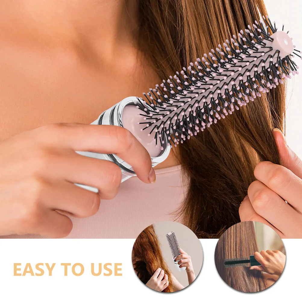 Spazzola rotonda da viaggio da 2 pezzi per asciugare il colpo Piccolo pettine portatile per lo styling dei capelli ricci Donna Uomo Spazzola per capelli a doppio uso