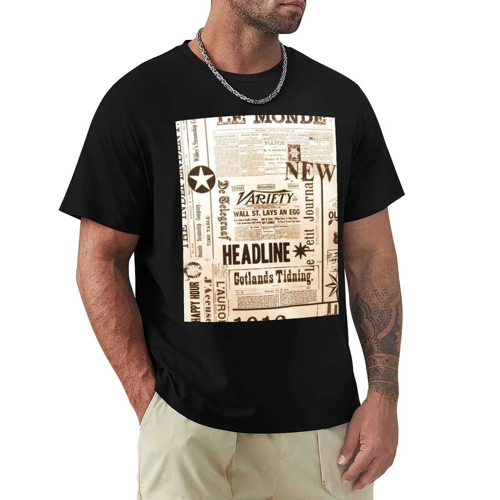 Newspaper Print T-Shirt t shirt custom print T-Shirt